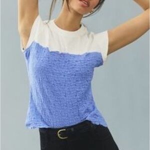 Maeve Anthropologie Blue Smocked Muscle Top Small $78 Retail